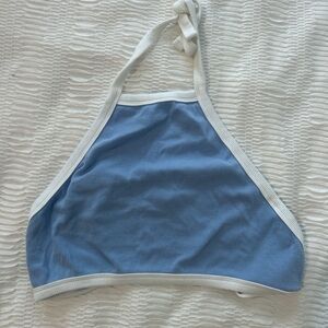 Garage Blue and White Ribbed Halter Top